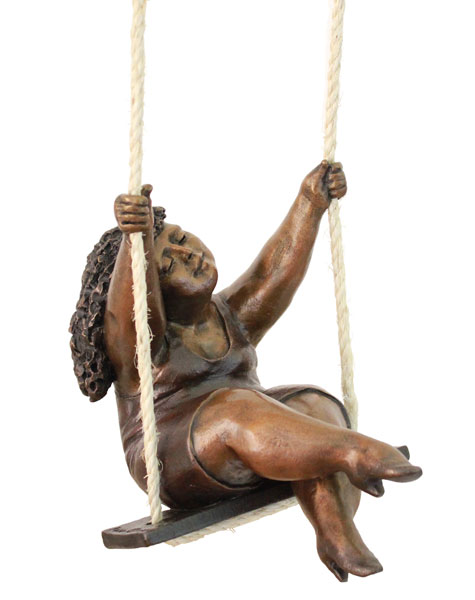 Sculpture de bronze par Rose-Aimée Bélanger à vendre en galerie d'art à Montréal. « La petite balançoire » disponible à la Galerie Blanche.