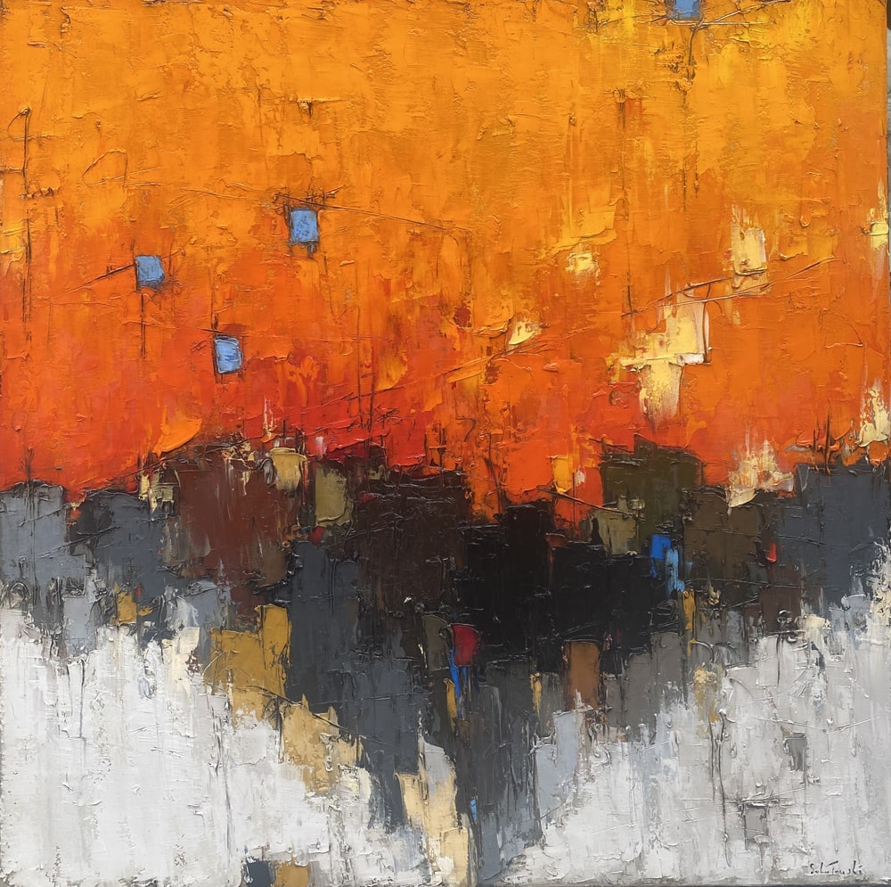 Couleurs d'automne no.5 par Dominik Sokolowski, une peinture à l'huile sur toile. Art contemporain à vendre à la Galerie Blanche de Montréal.