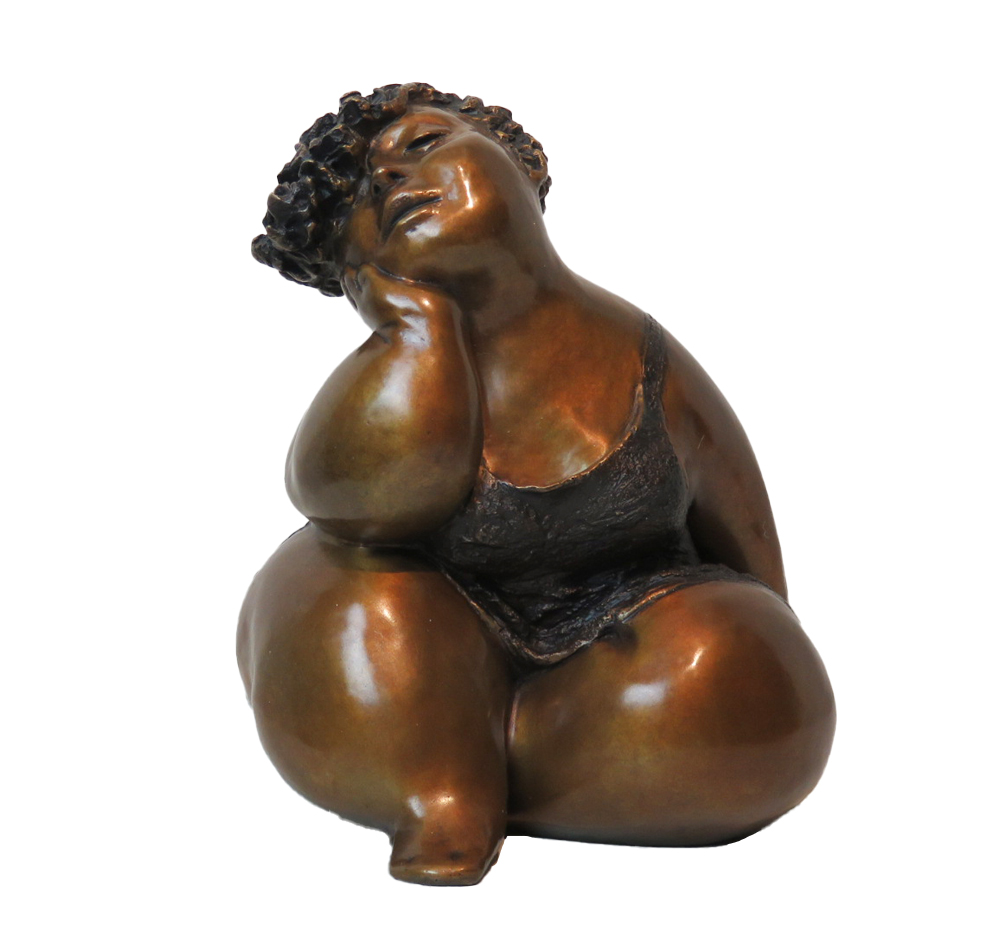 Sculpture de bronze par Rose-Aimée Bélanger à vendre en galerie d'art à Montréal. « Petite au repos » disponible à la Galerie Blanche.