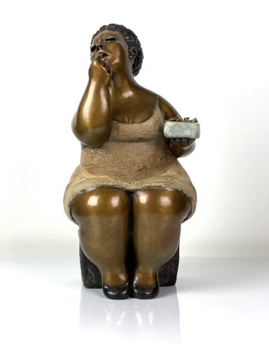 Sculpture de Bronze par Rose-Aimée Bélanger à vendre en galerie d'art à Montréal. « Mon âme pour une frite » disponible à la Galerie Blanche.