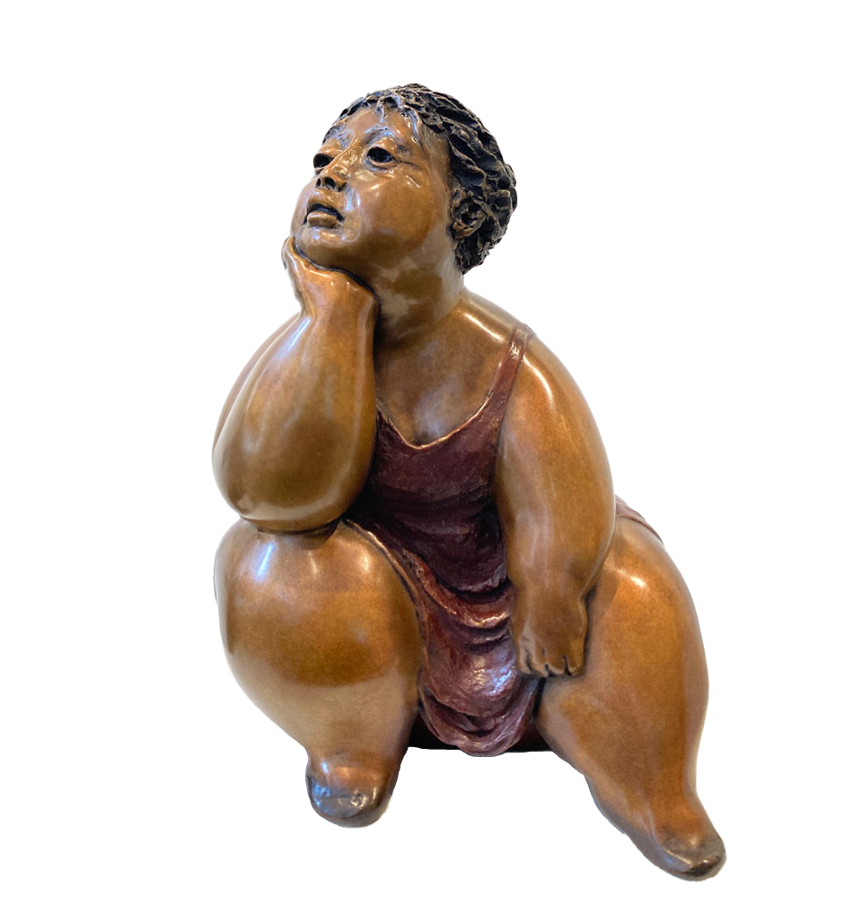 Petite sculpture de bronze par Rose-Aimée Bélanger à vendre en galerie d'art à Montréal. « Rosalie » disponible à la Galerie Blanche.