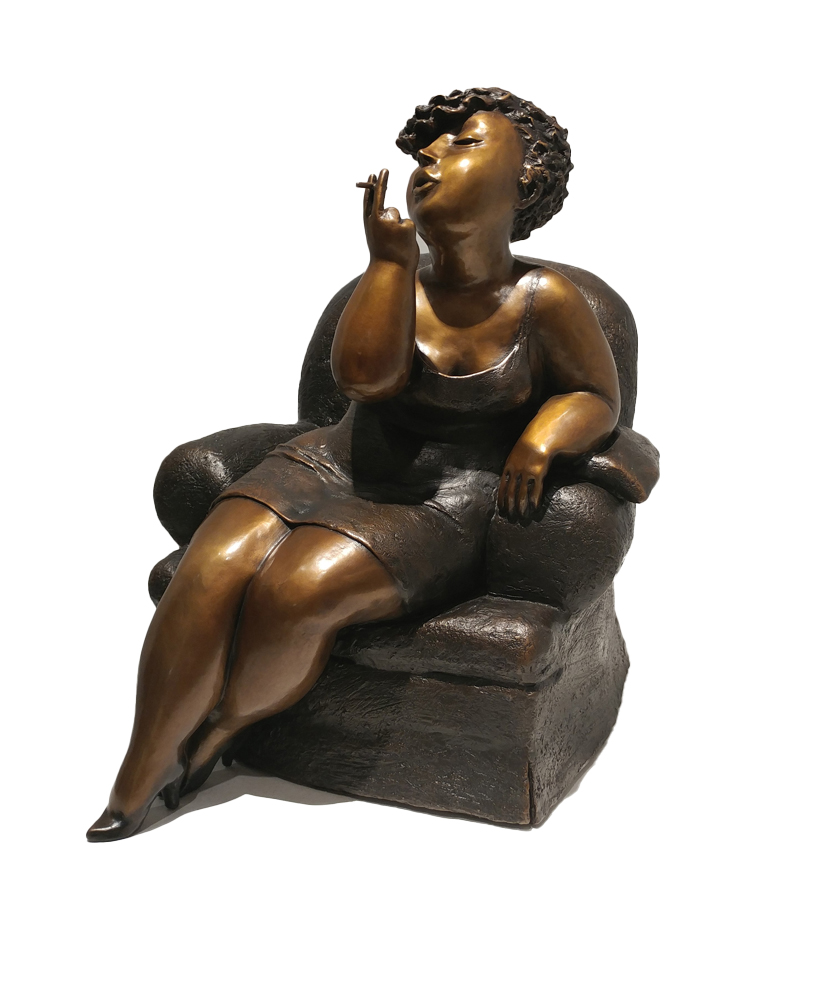 Sculpture de bronze par Rose-Aimée Bélanger à vendre en galerie d'art à Montréal. « My last cigarette » disponible à la Galerie Blanche.