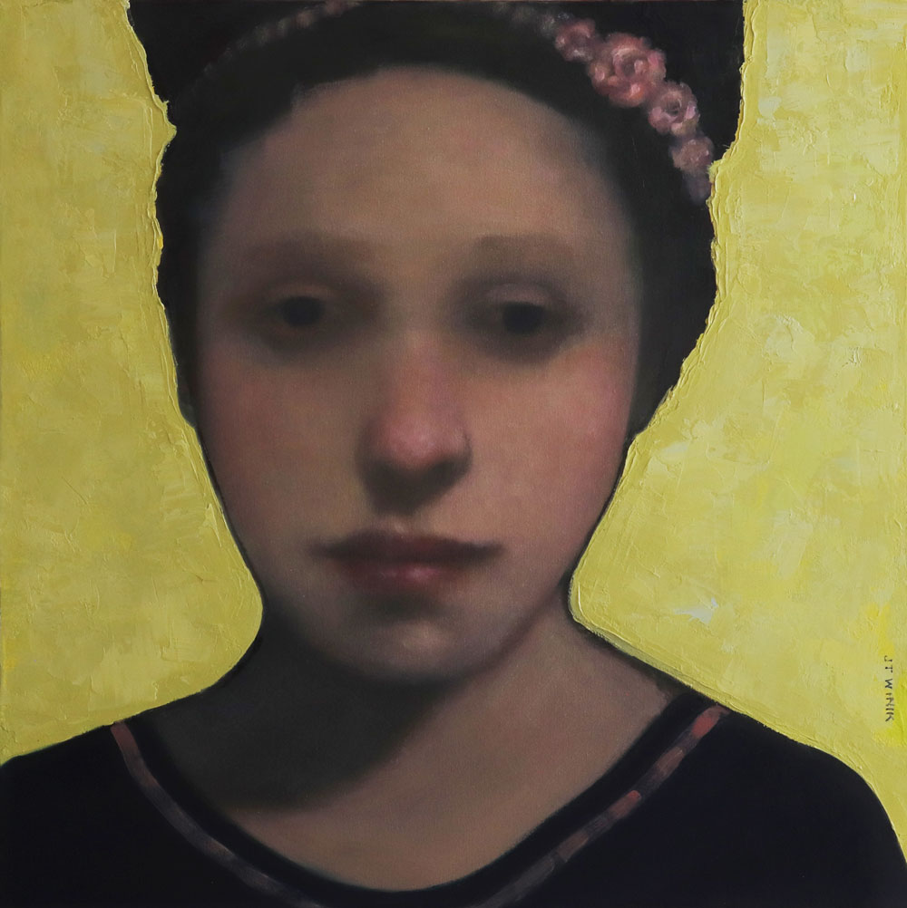Portrait d'une femme à l'huile sur toile par J.T. Winik à vendre en galerie d'art à Montréal. « Shadows » disponible à la Galerie Blanche.